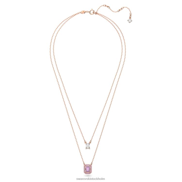 Swarovski millenia lager halsband P28L47 Smycken octagon cut, lila, roséguld pläterad