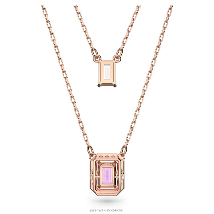 Swarovski millenia lager halsband P28L47 Smycken octagon cut, lila, roséguld pläterad