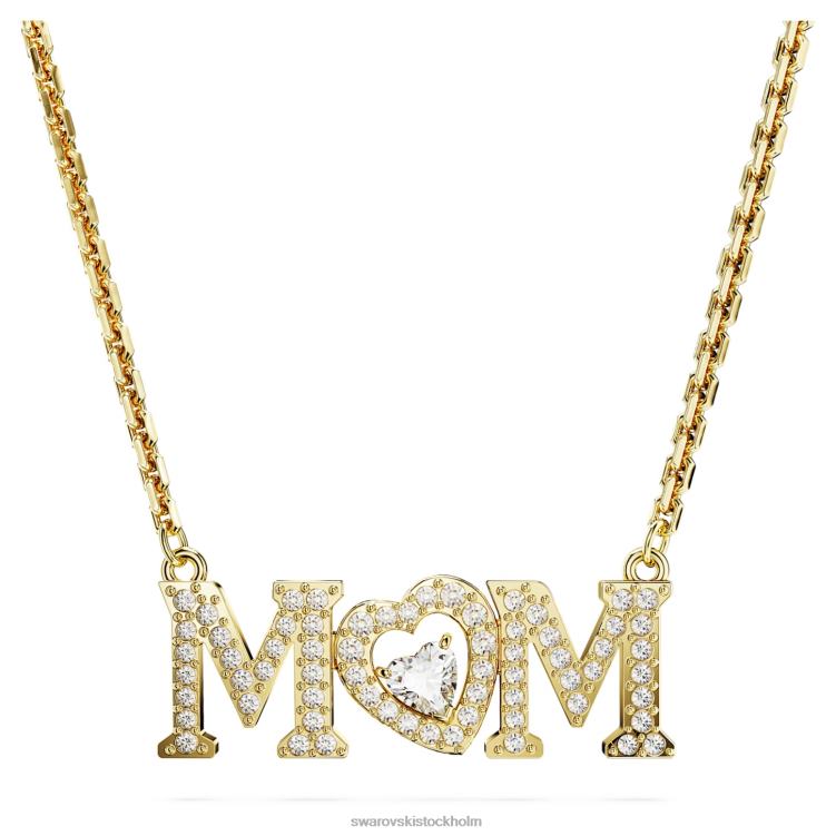 Swarovski mors dag halsband P28L243 Smycken hjärta, vit, guldfärgad