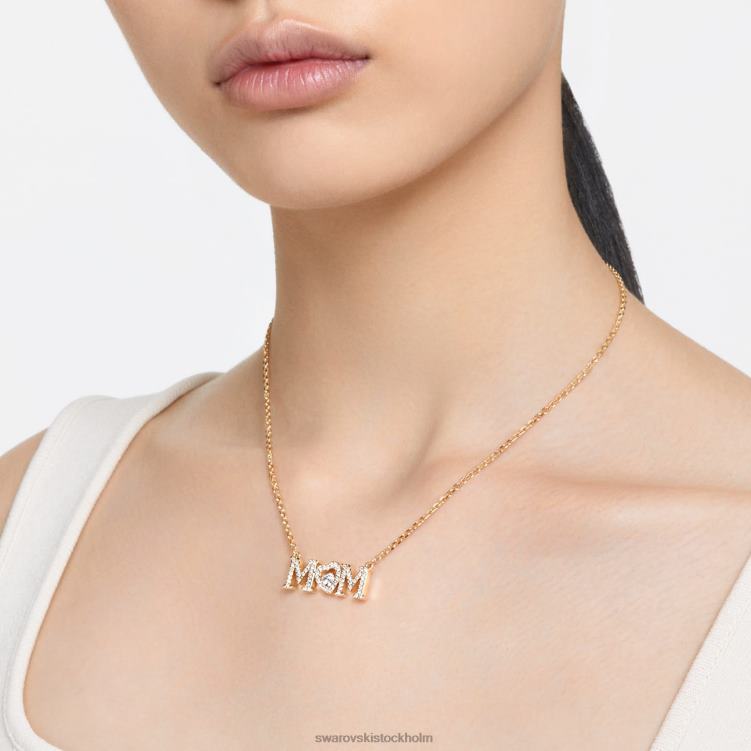 Swarovski mors dag halsband P28L243 Smycken hjärta, vit, guldfärgad