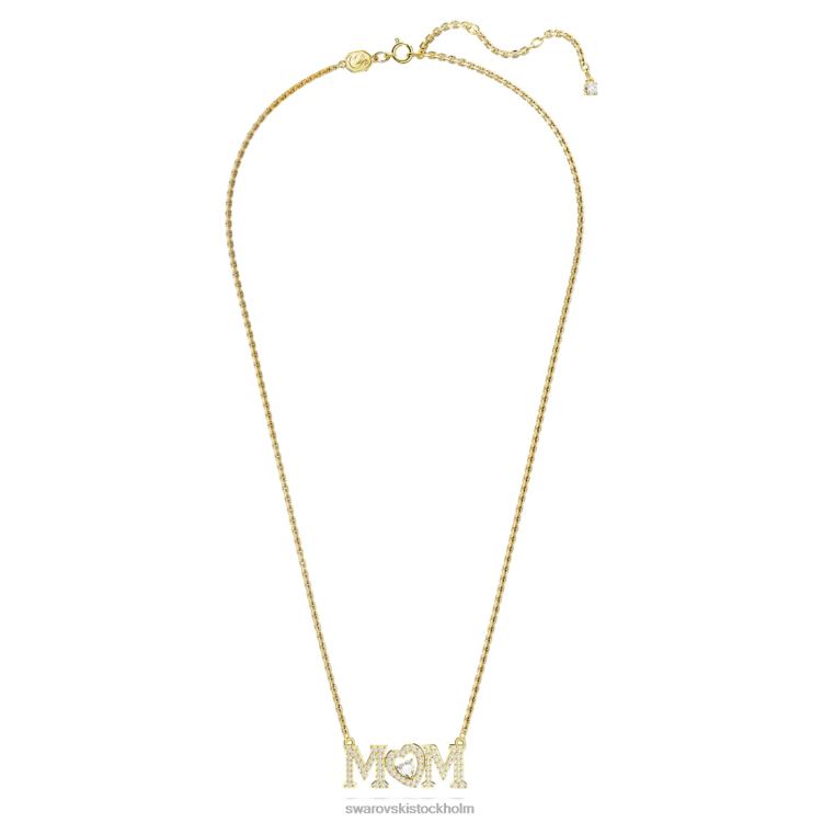 Swarovski mors dag halsband P28L243 Smycken hjärta, vit, guldfärgad