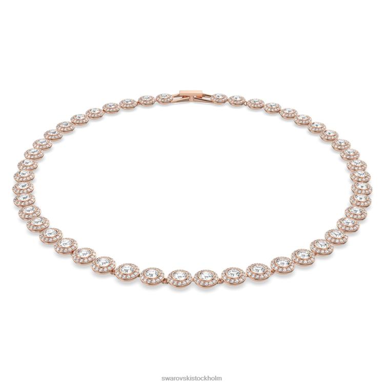Swarovski ängla halsband P28L10 Smycken rund skuren, vit, roséguld pläterad