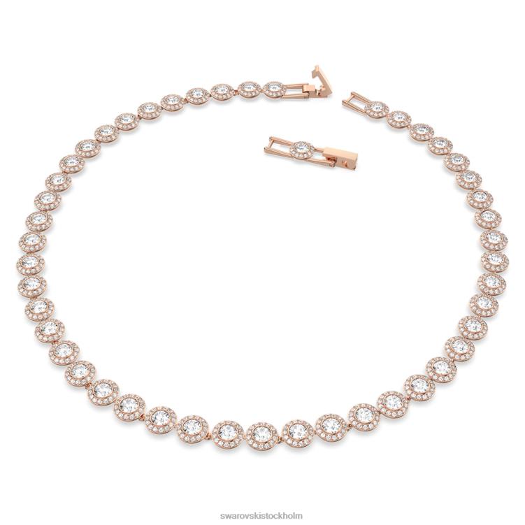 Swarovski ängla halsband P28L10 Smycken rund skuren, vit, roséguld pläterad