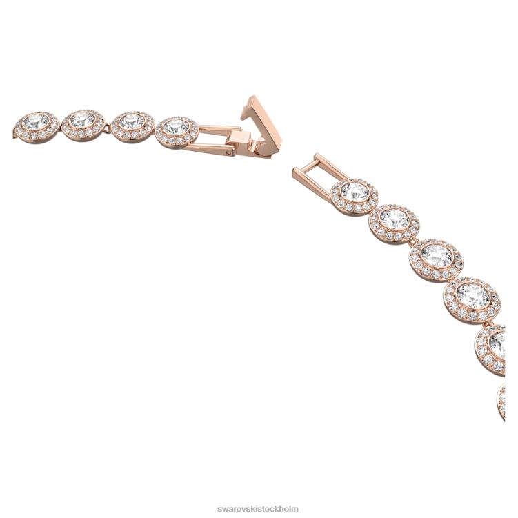 Swarovski ängla halsband P28L10 Smycken rund skuren, vit, roséguld pläterad