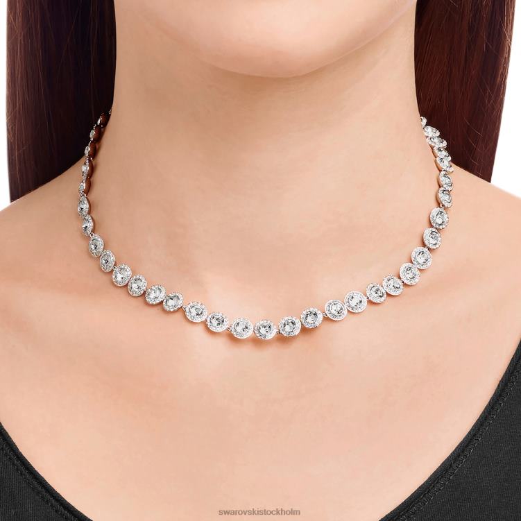 Swarovski ängla halsband P28L5 Smycken rund skuren, vit, rodiumpläterad