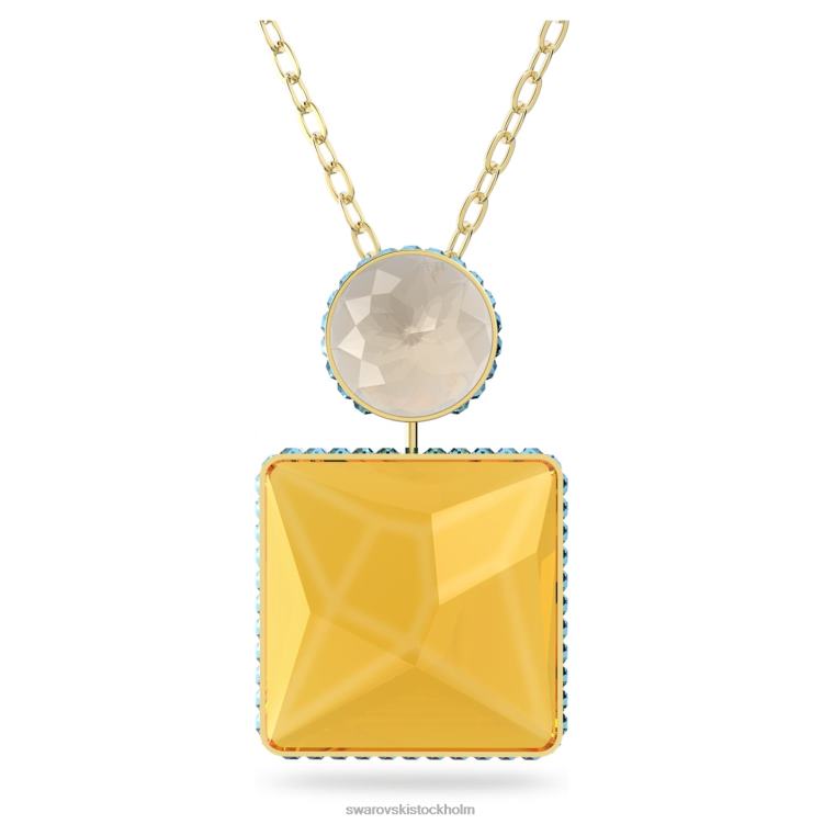 Swarovski orbita halsband P28L125 Smycken fyrkantigt skuren, flerfärgad, guldfärgad