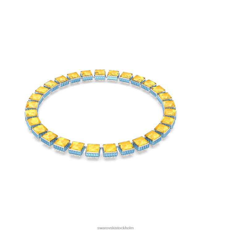 Swarovski orbita halsband P28L130 Smycken magnetisk stängning, fyrkantsskuren, flerfärgad, rodiumpläterad
