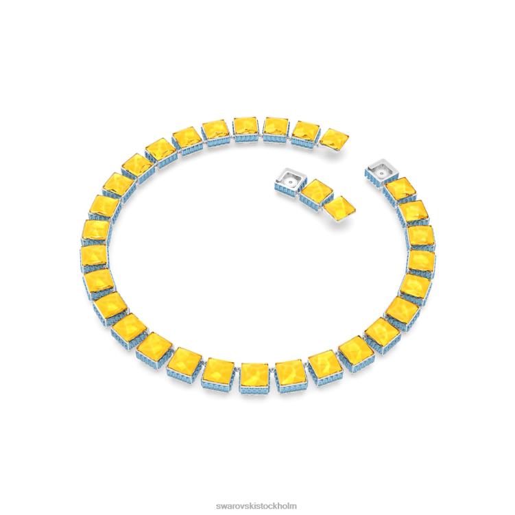 Swarovski orbita halsband P28L130 Smycken magnetisk stängning, fyrkantsskuren, flerfärgad, rodiumpläterad