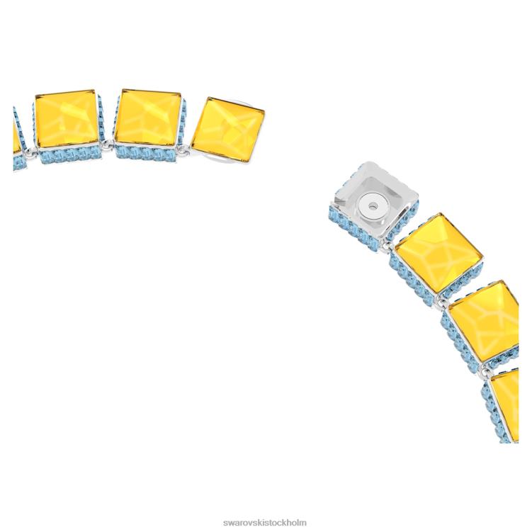 Swarovski orbita halsband P28L130 Smycken magnetisk stängning, fyrkantsskuren, flerfärgad, rodiumpläterad