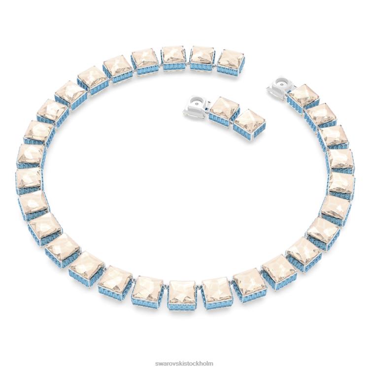 Swarovski orbita halsband P28L130 Smycken magnetisk stängning, fyrkantsskuren, flerfärgad, rodiumpläterad