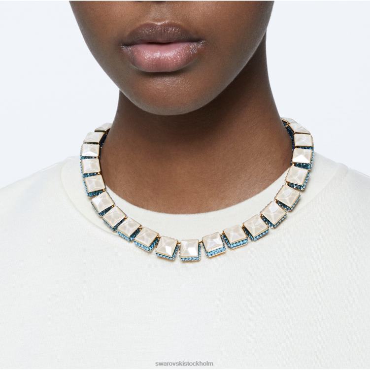 Swarovski orbita halsband P28L130 Smycken magnetisk stängning, fyrkantsskuren, flerfärgad, rodiumpläterad