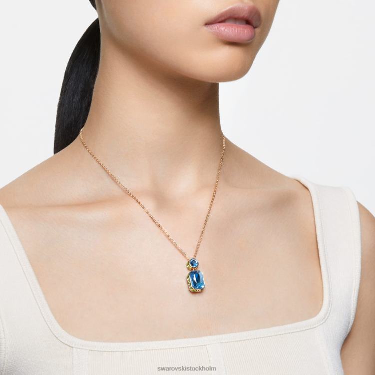Swarovski orbita halsband P28L59 Smycken oktagonslipad, flerfärgad, guldfärgad