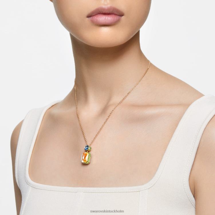 Swarovski orbita halsband P28L59 Smycken oktagonslipad, flerfärgad, guldfärgad