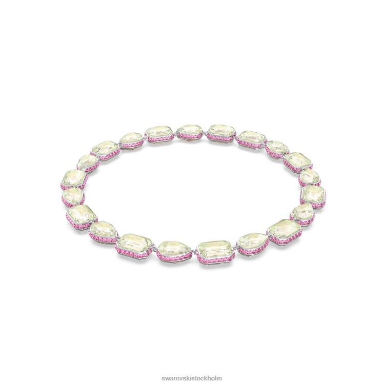 Swarovski orbita halsband P28L90 Smycken magnetisk stängning, blandade snitt, flerfärgad, rodiumpläterad