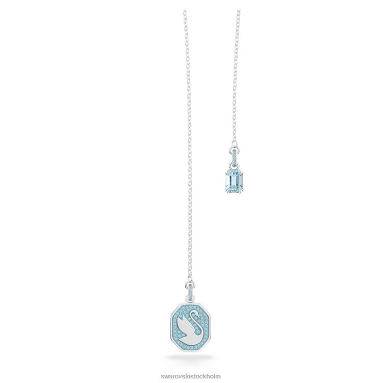 Swarovski signum y halsband P28L115 Smycken svan, blå, rodiumpläterad