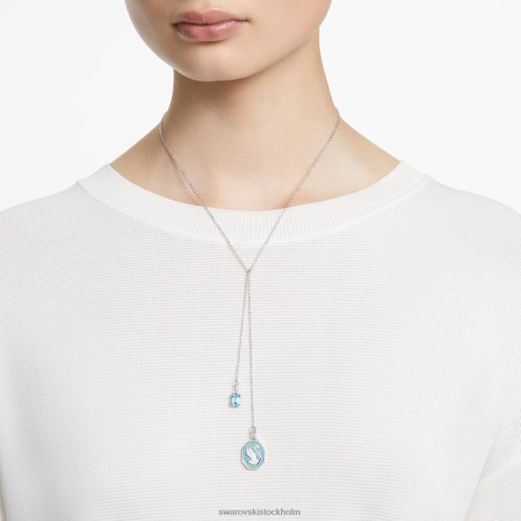 Swarovski signum y halsband P28L115 Smycken svan, blå, rodiumpläterad