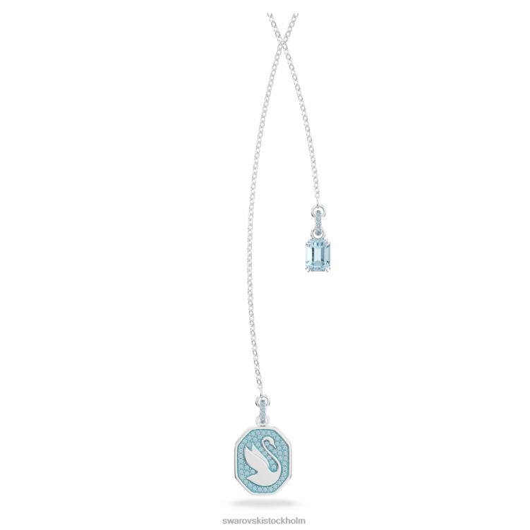 Swarovski signum y halsband P28L115 Smycken svan, blå, rodiumpläterad