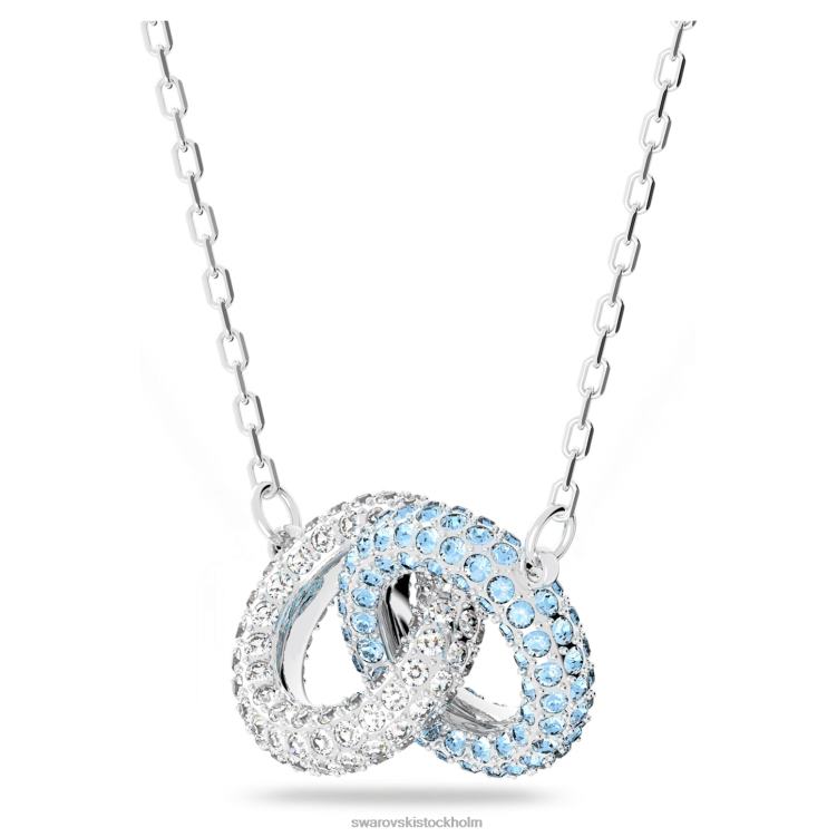 Swarovski sten halsband P28L136 Smycken bana, sammanflätade cirklar, blå, rodiumpläterad