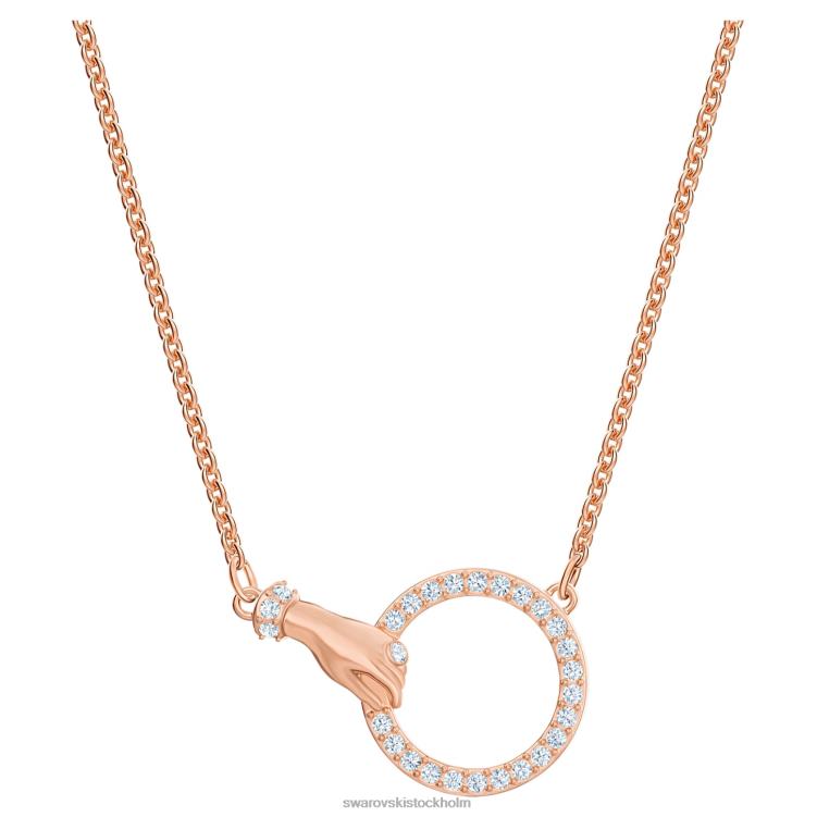 Swarovski symboliskt halsband P28L42 Smycken hand, vit, roséguld pläterad