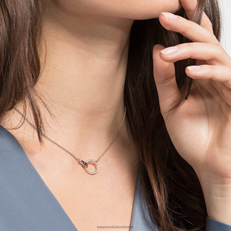 Swarovski symboliskt halsband P28L42 Smycken hand, vit, roséguld pläterad