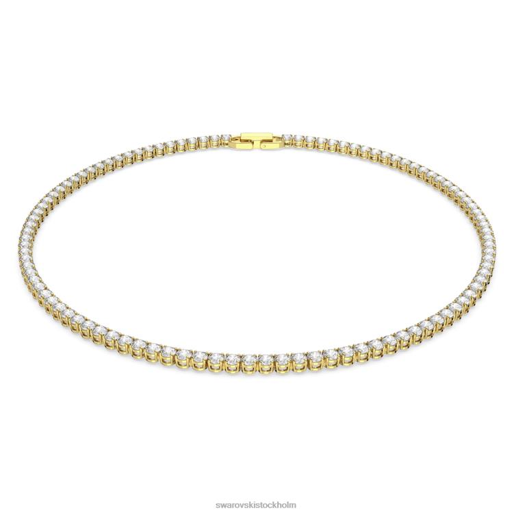 Swarovski tennis deluxe halsband P28L135 Smycken rund skuren, vit, guldfärgad