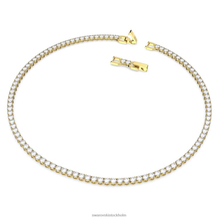 Swarovski tennis deluxe halsband P28L135 Smycken rund skuren, vit, guldfärgad