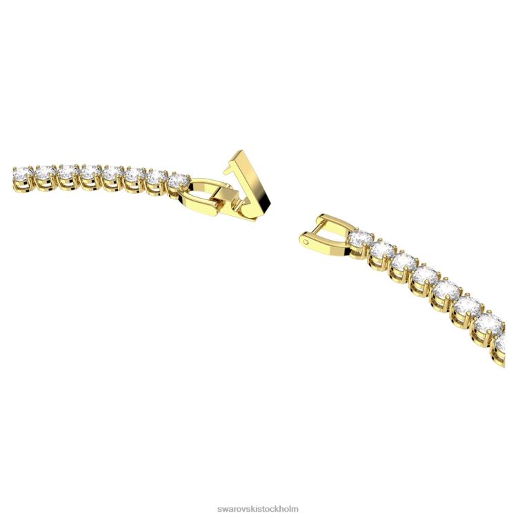 Swarovski tennis deluxe halsband P28L135 Smycken rund skuren, vit, guldfärgad