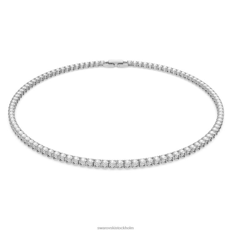 Swarovski tennis deluxe halsband P28L9 Smycken rund skuren, vit, rodiumpläterad