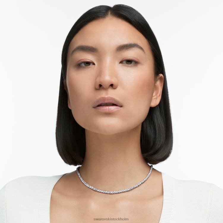 Swarovski tennis deluxe halsband P28L9 Smycken rund skuren, vit, rodiumpläterad