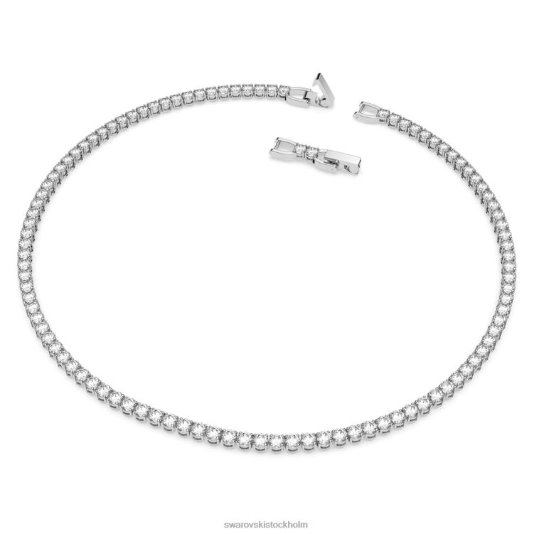 Swarovski tennis deluxe halsband P28L9 Smycken rund skuren, vit, rodiumpläterad