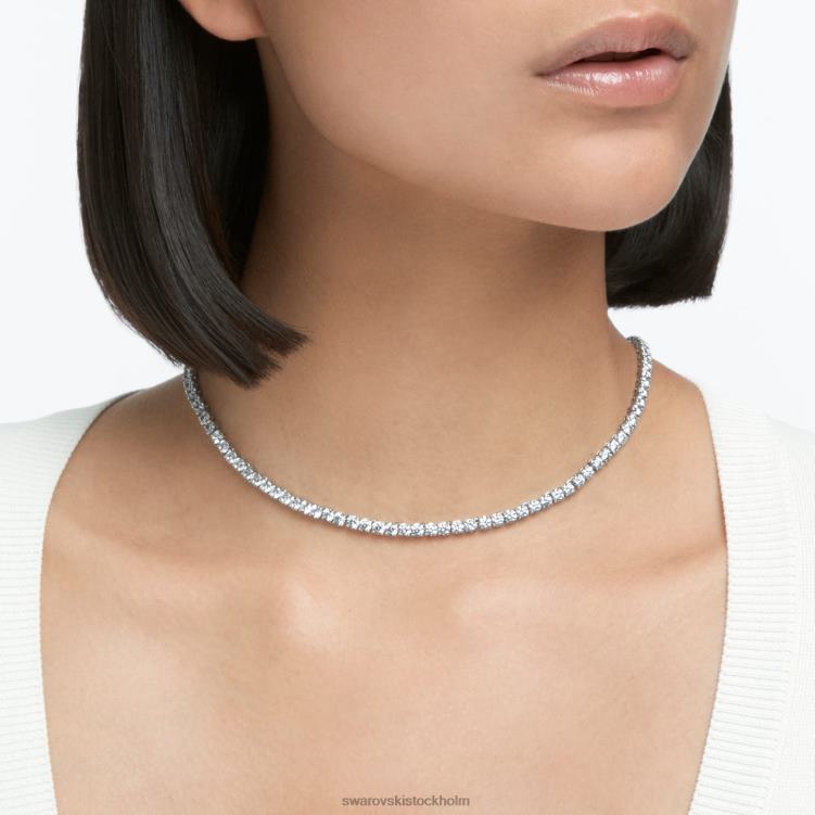 Swarovski tennis deluxe halsband P28L9 Smycken rund skuren, vit, rodiumpläterad