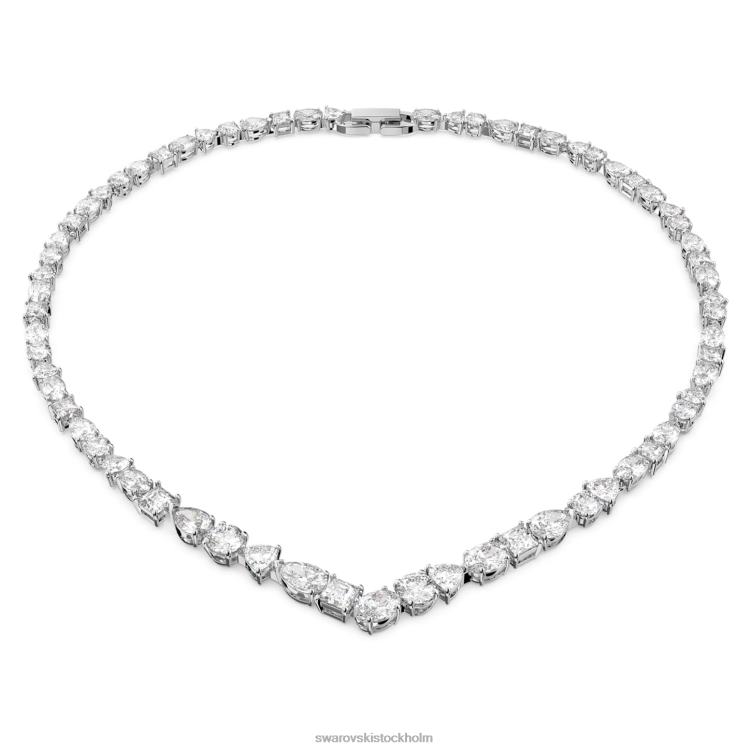 Swarovski tennis deluxe v-halsband P28L60 Smycken blandade snitt, vita, rodiumpläterade