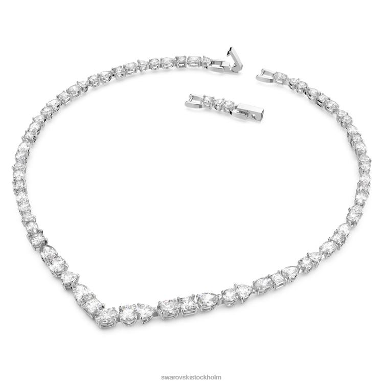Swarovski tennis deluxe v-halsband P28L60 Smycken blandade snitt, vita, rodiumpläterade