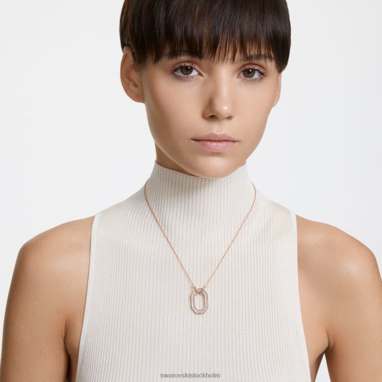 Swarovski dextera hänge P28L234 Smycken oktagonform, vit, roséguld pläterad