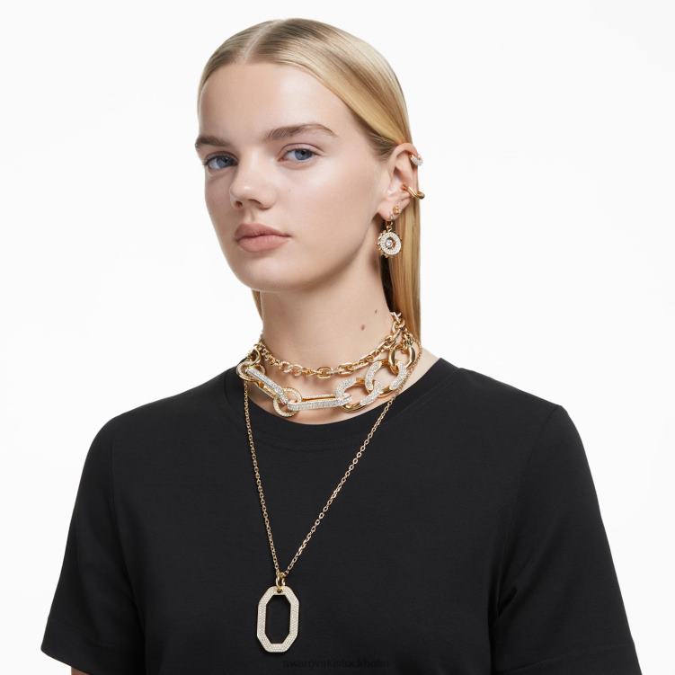 Swarovski dextera hänge P28L251 Smycken oktagonform, vit, guldfärgad