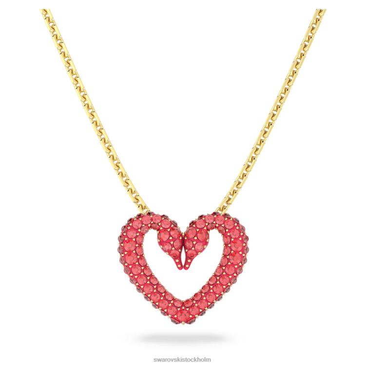 Swarovski ett hänge P28L208 Smycken bana, hjärta, röd, guldfärgad