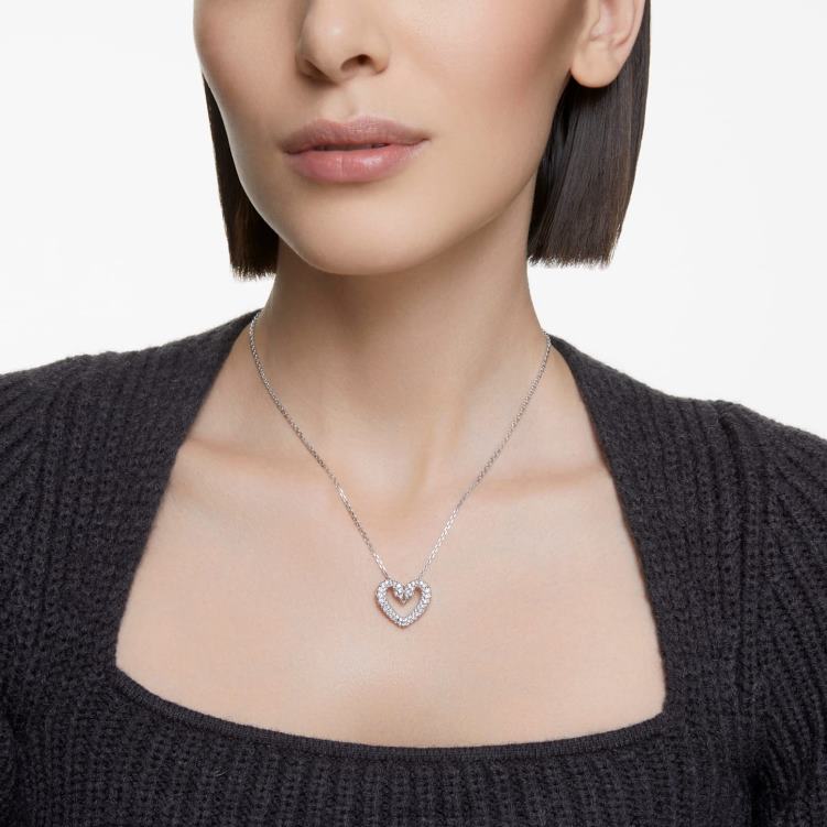 Swarovski ett hänge P28L241 Smycken hjärta, vit, rodiumpläterad