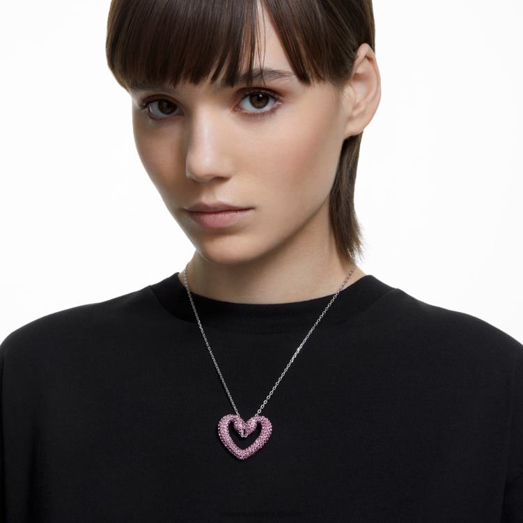 Swarovski ett hänge P28L283 Smycken hjärta, rosa, rodiumpläterad