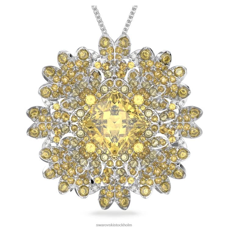 Swarovski evigt blomsterhänge och brosch P28L229 Smycken blomma, gul, blandad metallfinish