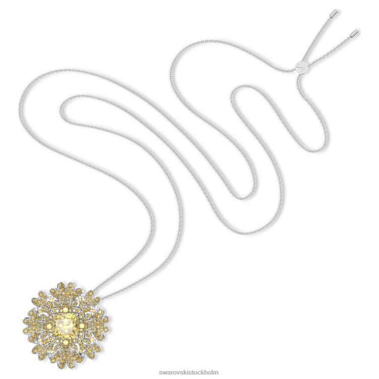 Swarovski evigt blomsterhänge och brosch P28L229 Smycken blomma, gul, blandad metallfinish