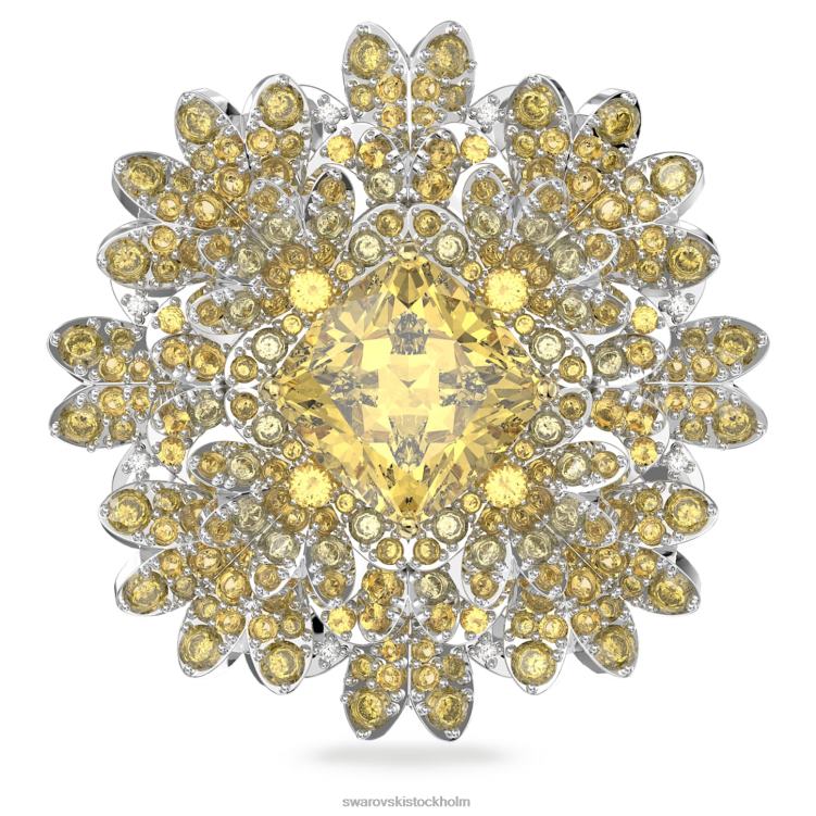 Swarovski evigt blomsterhänge och brosch P28L229 Smycken blomma, gul, blandad metallfinish
