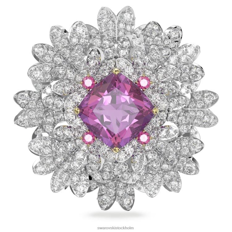 Swarovski evigt blomsterhänge och brosch P28L336 Smycken blomma, rosa, blandad metallfinish