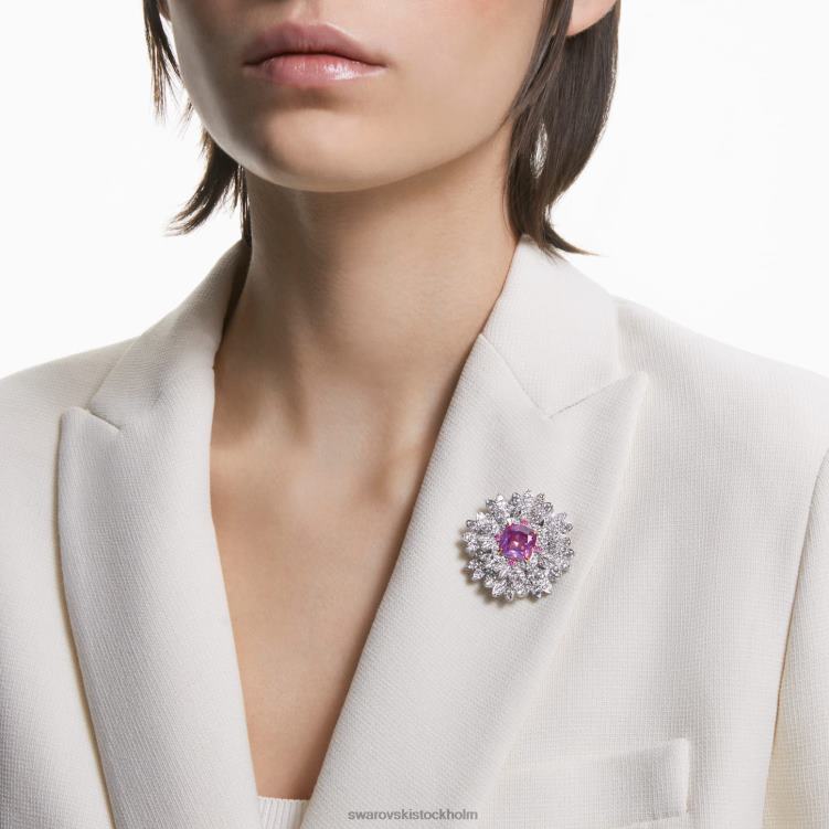 Swarovski evigt blomsterhänge och brosch P28L336 Smycken blomma, rosa, blandad metallfinish