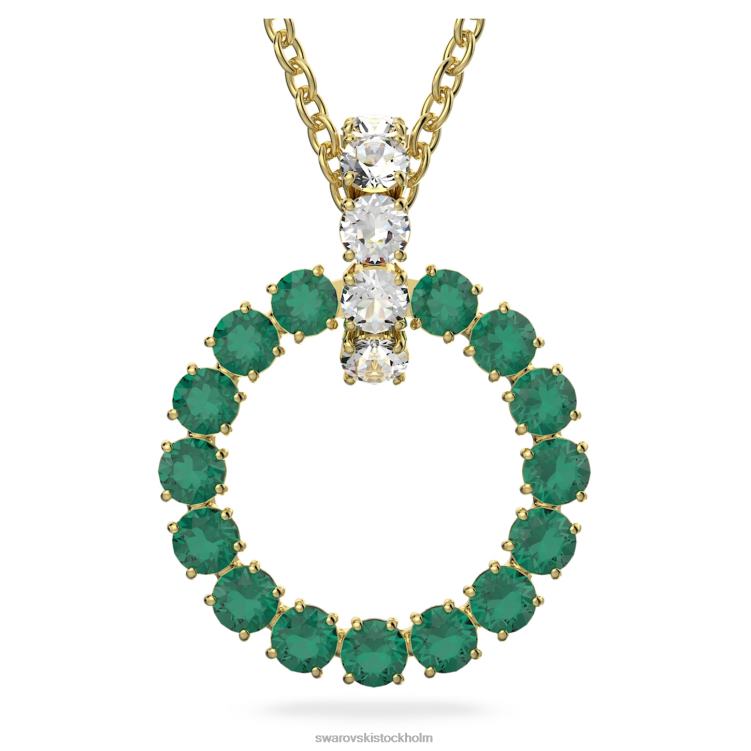 Swarovski exalta hänge P28L341 Smycken rund skärning, grön, guldfärgad