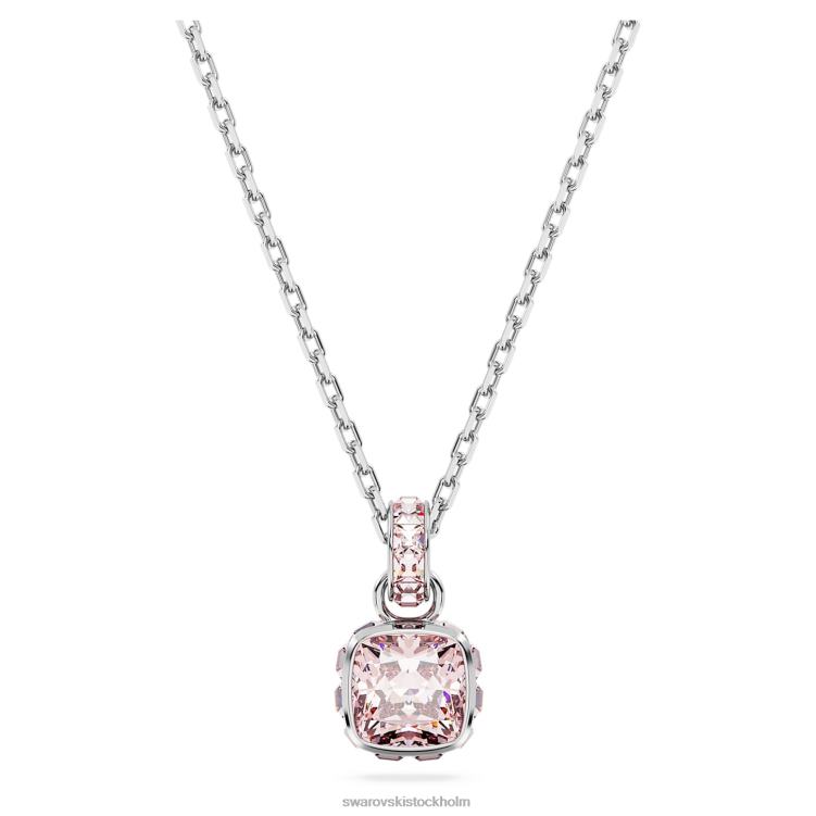Swarovski födelsestenshänge fyrkantigt skuren P28L167 Smycken juni, rosa, rodiumpläterad