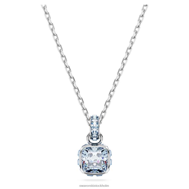 Swarovski födelsestenshänge fyrkantigt skuren P28L191 Smycken marsch, blå, rodiumpläterad
