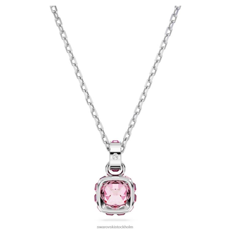 Swarovski födelsestenshänge fyrkantigt skuren P28L196 Smycken oktober, rosa, rodiumpläterad
