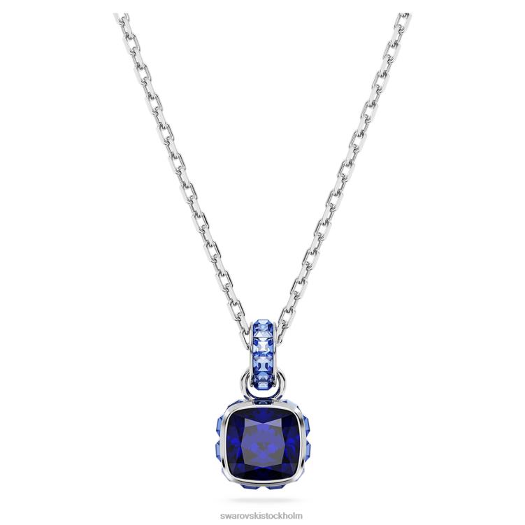 Swarovski födelsestenshänge fyrkantigt skuren P28L203 Smycken september, blå, rodiumpläterad
