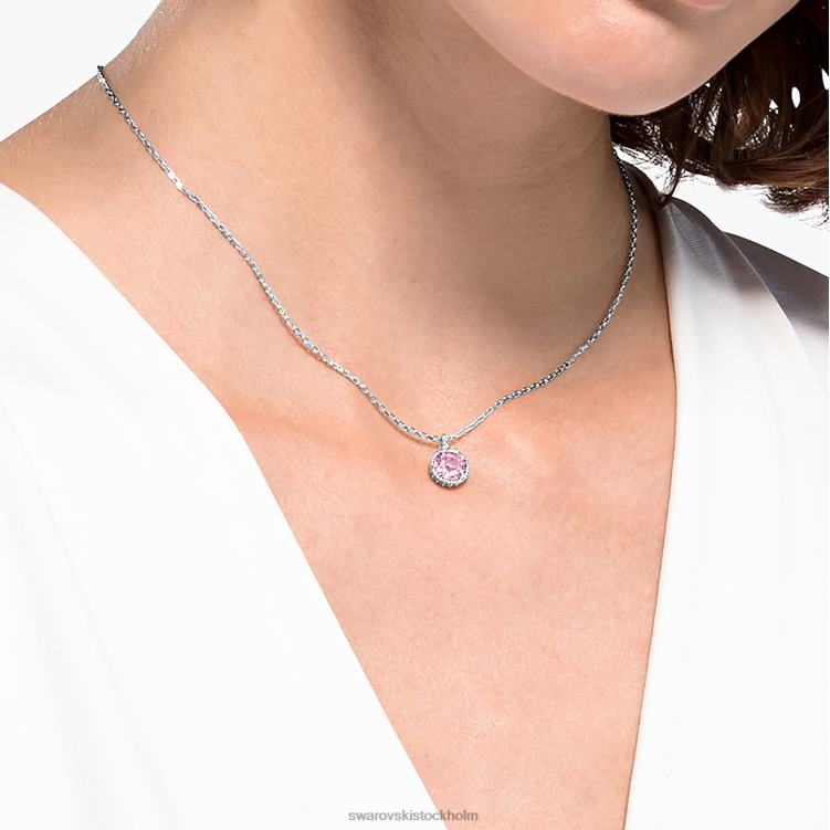 Swarovski födelsestenshänge rundskuret P28L288 Smycken juni, rosa, rodiumpläterad