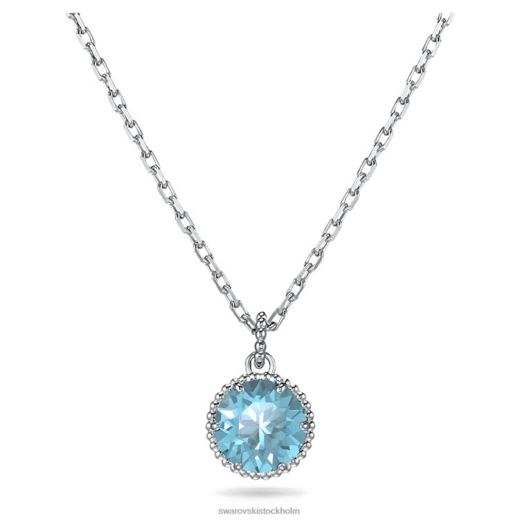 Swarovski födelsestenshänge rundskuret P28L299 Smycken marsch, blå, rodiumpläterad